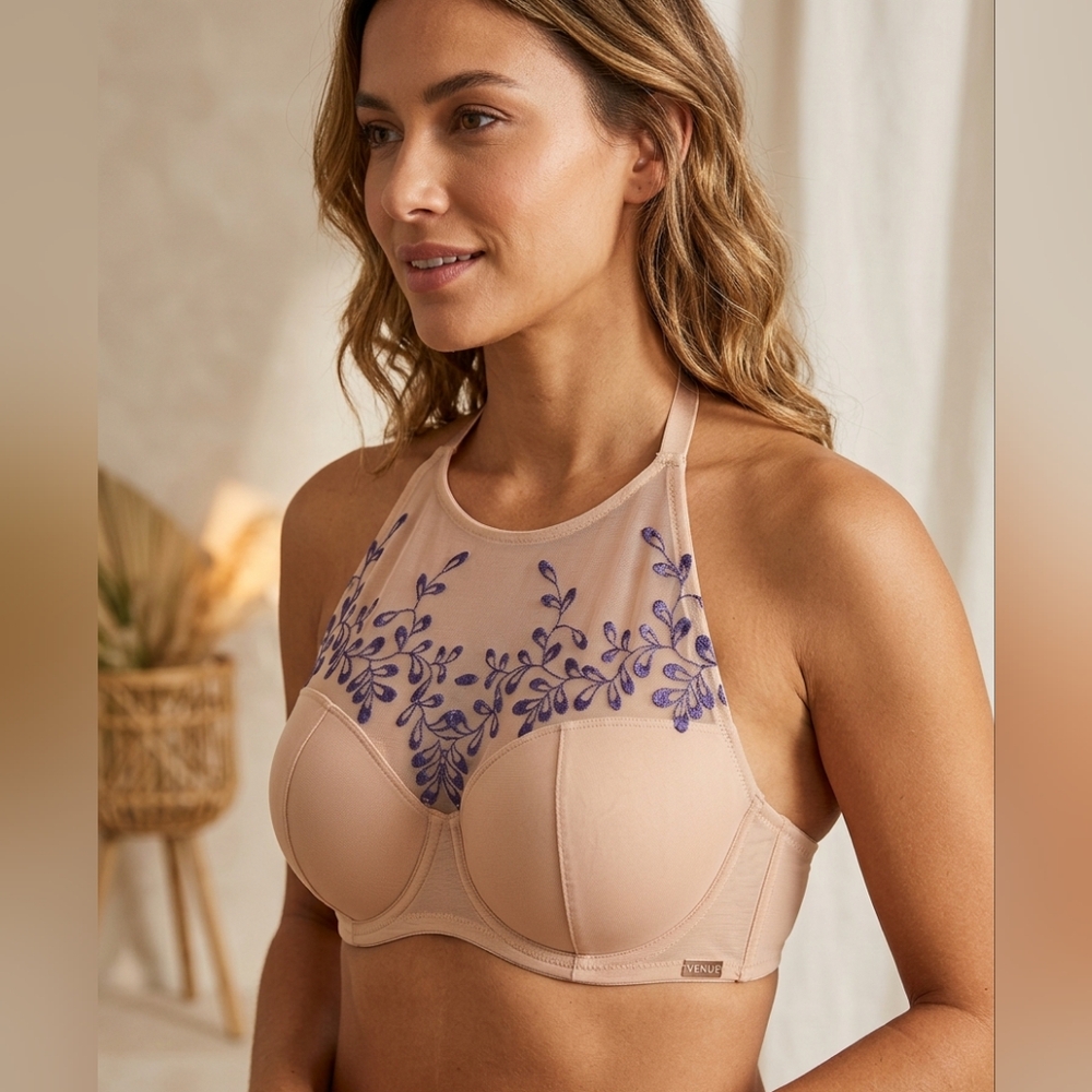 🫶VENUS Halter Neck Embroidered Mesh Underwire Bra